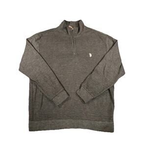 US Polo Assn Sweater Mens XXL Gray 1/4 Zip Pullover Long Sleeve Pony Mock Neck